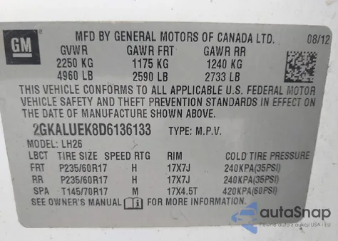 2013 GMC Terrain Slt-1 из США, поврежденный, VIN 2GKALUEK8D6136133